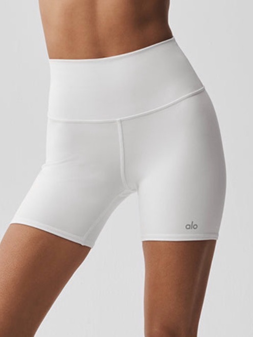ALO Yoga White High-Waist Bike Shorts